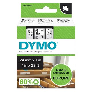 Dymo 53713 D1 / 24 mm. / Sort Tekst / Hvid Tape