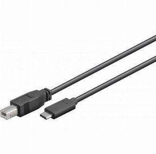 USB3.1C2B1 USB-kabel USB 2.0 1 m USB C USB B Sort1m USB-C USB-B Sort