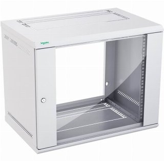 Schneider Electric Actassi 19" vægrack fladpak med glasdør 600x400x485 mm 9HE, lysegrå