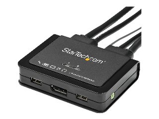 StarTech.com 2 Port USB 4K60Hz DisplayPort KVM Switch with Built-In Cables - KVM / audio switch