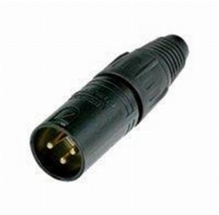 Neutrik 3-polet hankabelstik med sort metalhus og guldkontakter