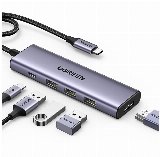 UGREEN 5-in-1 USB-C to 3*USB.3.0+HDMI Hub with USB-C Power Supply - Dockingstation - for tablet