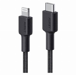 Aukey Braided Nylon 1.2m MFi USB-C to Lightning Cable Black