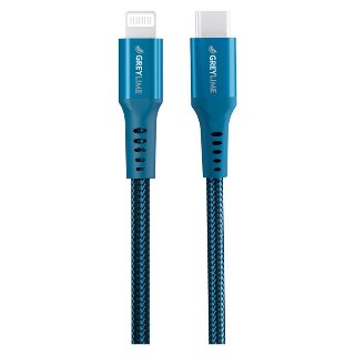 GreyLime Braided USB-C to Lightning Cable Blue 3 m
