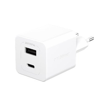 empower by PanzerGlass Turbo 35W Charger incl. USB-C + USB-A | EU Plug | Silver White - Strømforsyningsadapter
