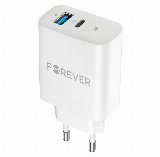 Forever 30W charger 1 x USB-C PD & 1 x USB-A QC white