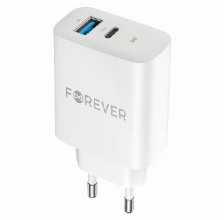 Forever 30W charger 1 x USB-C PD & 1 x USB-A QC white