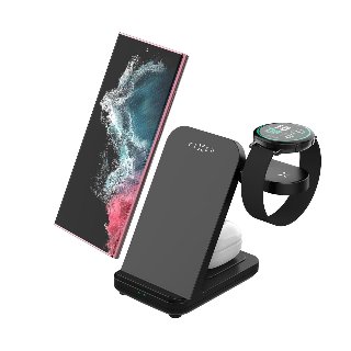 FIXED 3in1 trådløs opladningsstation til Samsung Sort - Trådløs opladningsstander