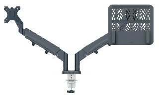 Leitz Ergo pladsbesparende dual monitor arm & laptop arm, Grå