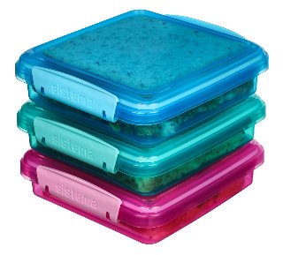 Sistema Pack 450ml Sandwich Box3 Pack Lunch Coloured